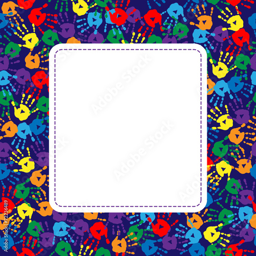 Frame with background of bright prints