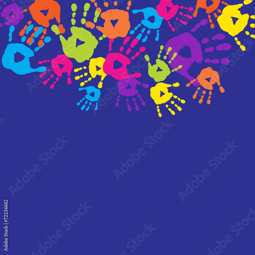 Abstract background with prints of children's palms