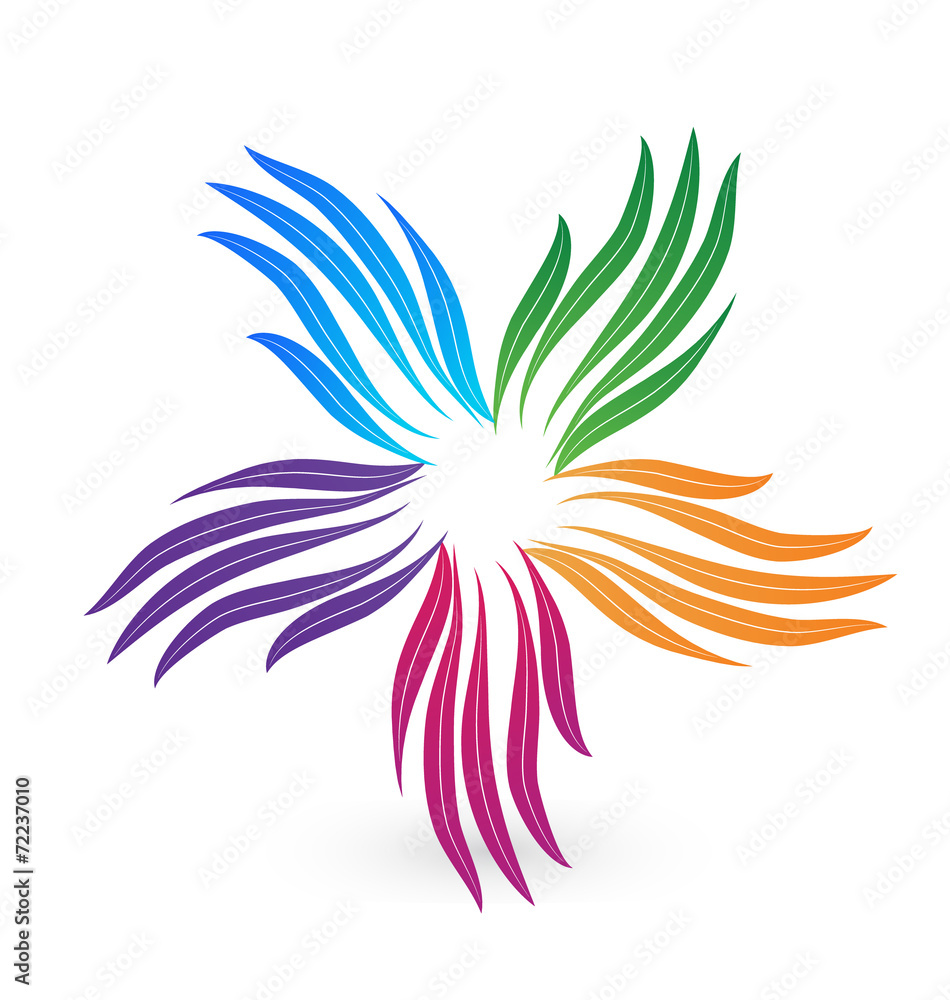 Stylized hands teamwork colorful vector image design logo