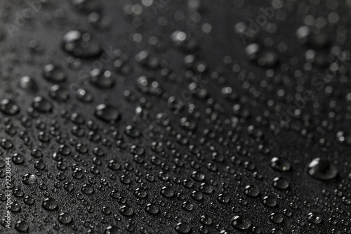 Water drops black background, shallow depth of field