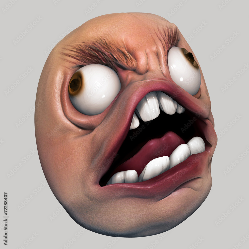 Internet meme Why You No. Rage face 3d illustration Stock