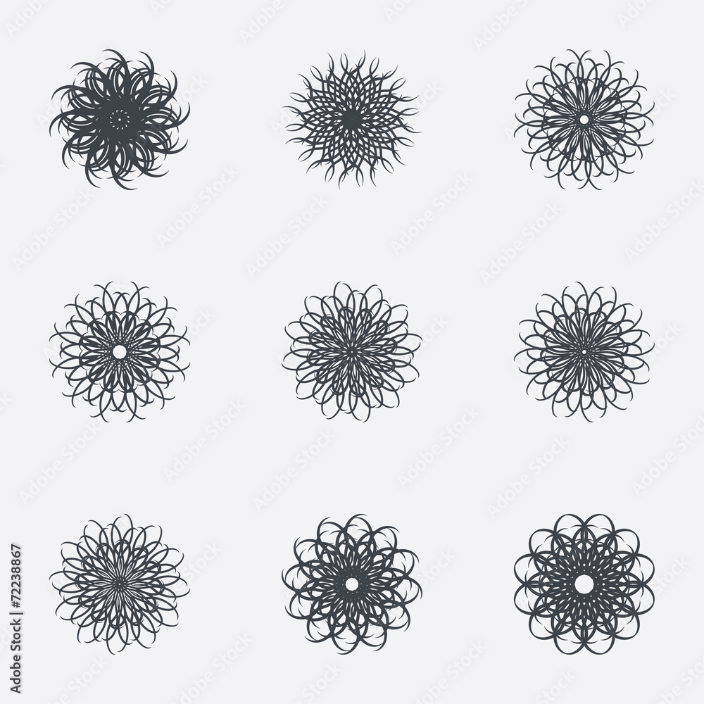 Obraz premium Circle geometric ornaments. Spirographs set.