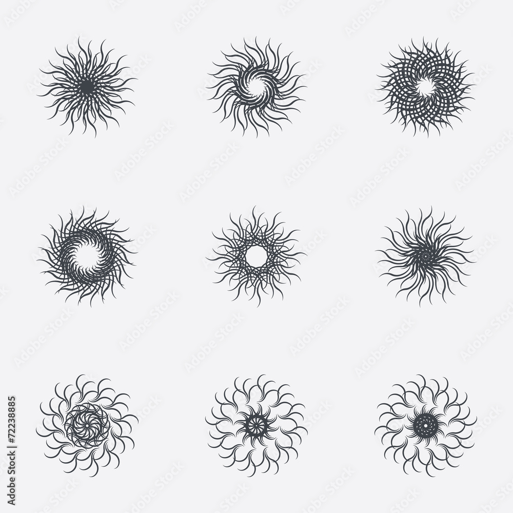 Circle geometric ornaments. Spirographs set. Circle geometric ornaments. Spirographs set.