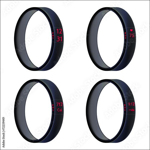 Vector illustration of black smart wristbands