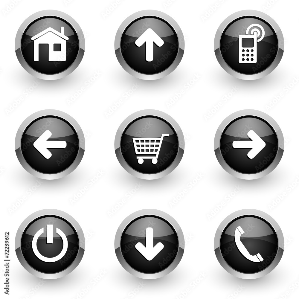 black vector icons set black vector icons set
