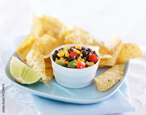 mexican fire roasted corn and black bean salsa and chips