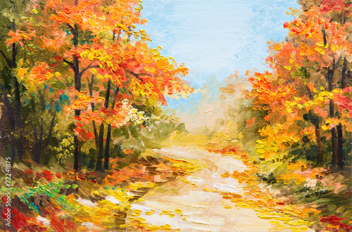oil painting - autumn forest