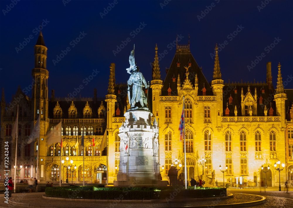 City hall of Bruges at night