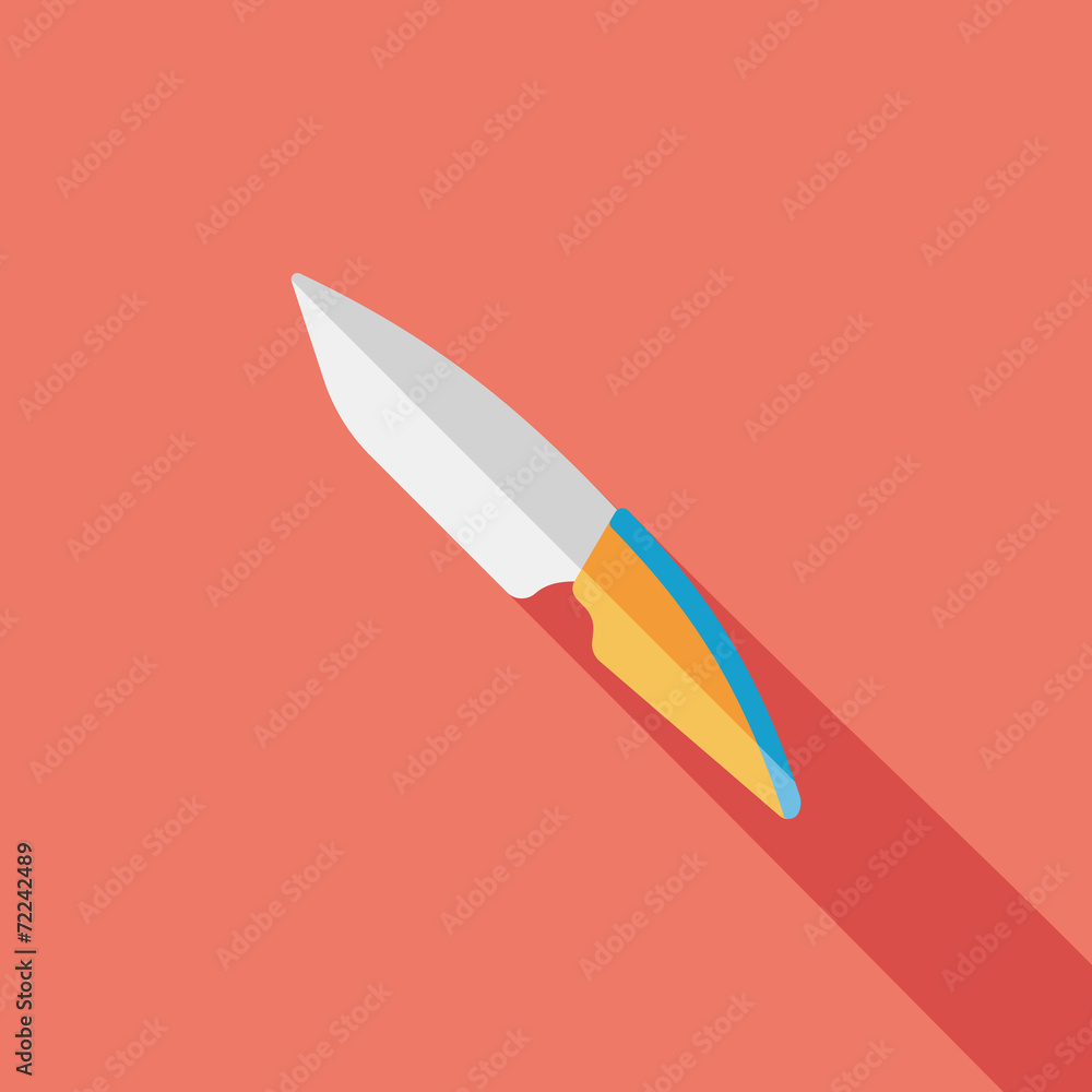 kitchenware fruit knife flat icon with long shadow,eps10 kitchenware fruit knife flat icon with long shadow,eps10