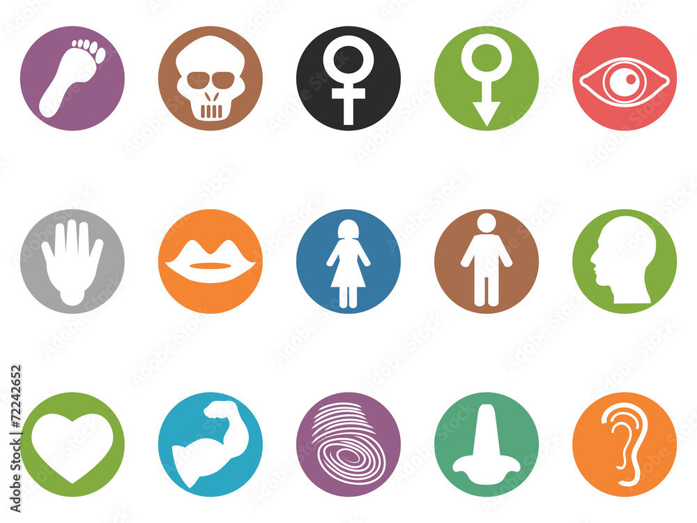 human feature round buttons icons set