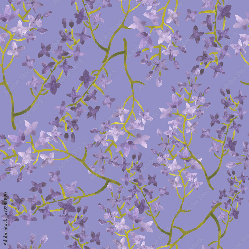 Fototapeta watercolor seamless pattern with spring lilac