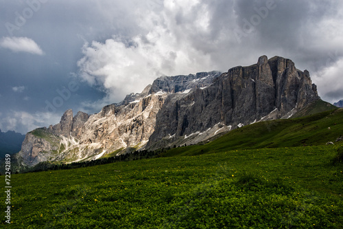 Sellaturme mount in a cloudy day, Dolomites