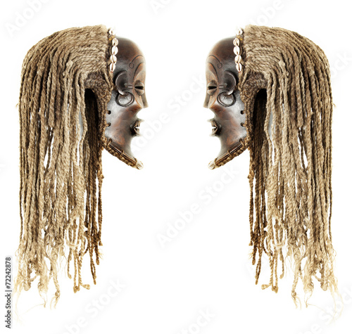 African tribal mask isolated on white background photo