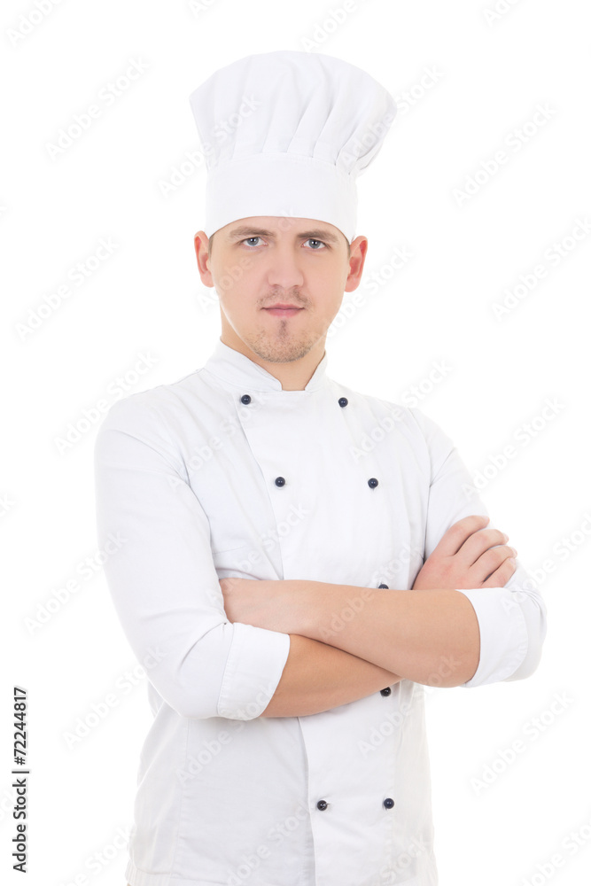 young man chef isolated on white