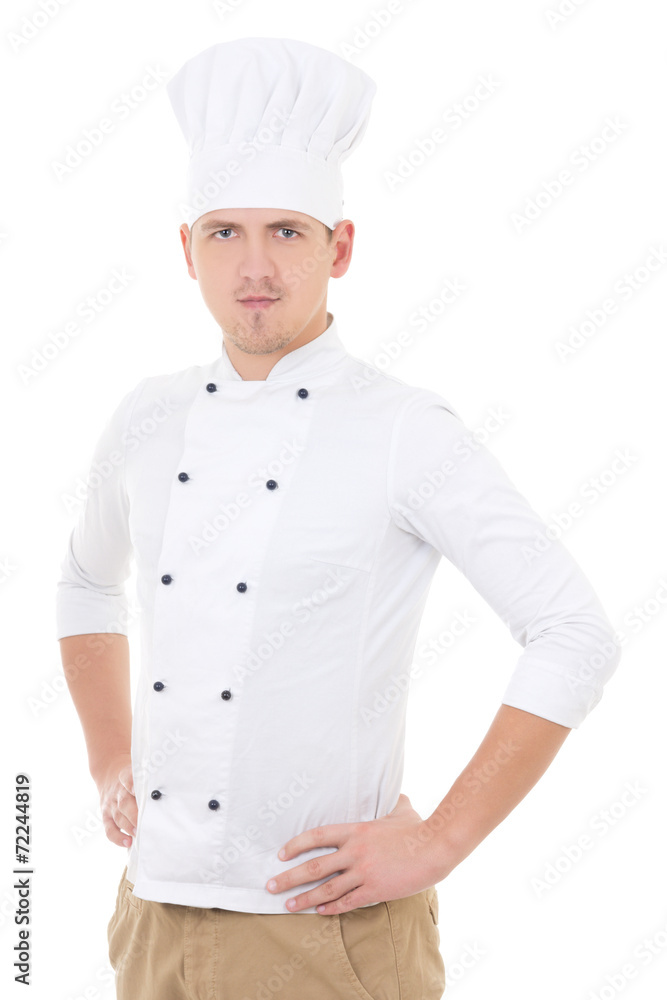 young handsome man chef isolated over white young handsome man chef isolated over white