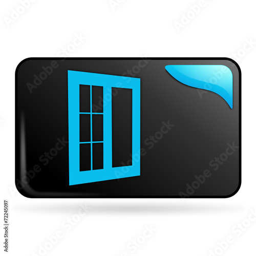 fenêtre sur bouton web rectangle bleu
