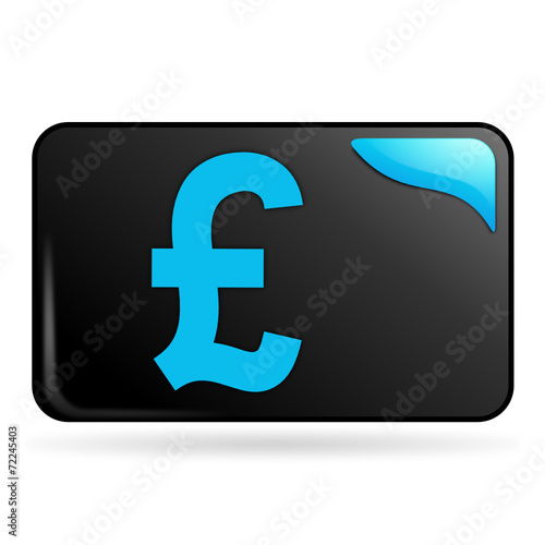 livre sterling sur bouton web rectangle bleu