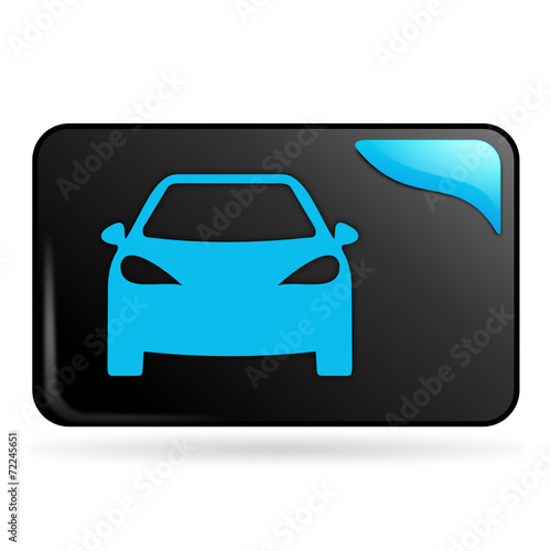 voiture sur bouton web rectangle bleu