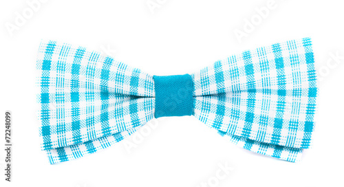 blue bow tie with white stripes
