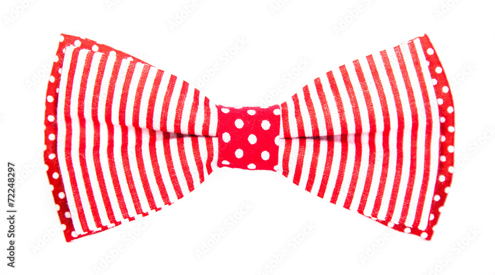 Obraz premium red bow tie with stripes and polka dots