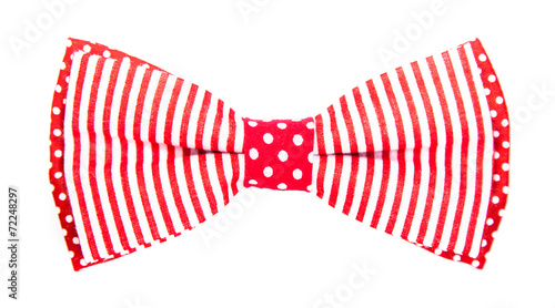 red bow tie with stripes and polka dots