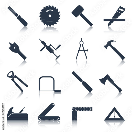 Carpentry tools icons black