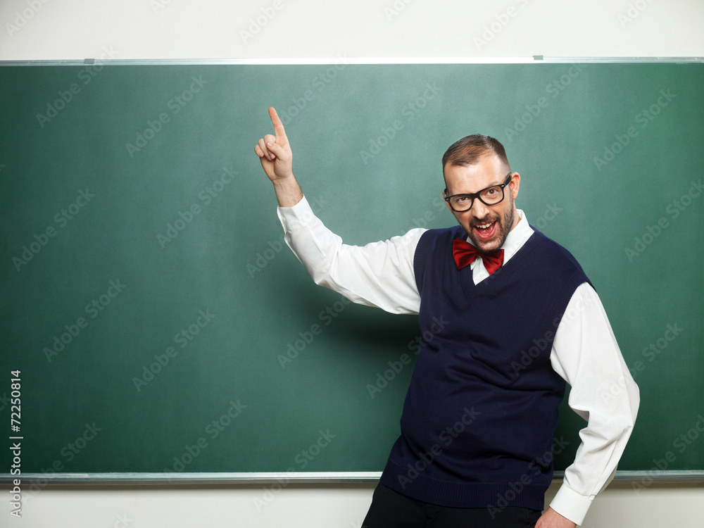 Portrait of male nerd in ecstasy Portrait of male nerd in ecstasy