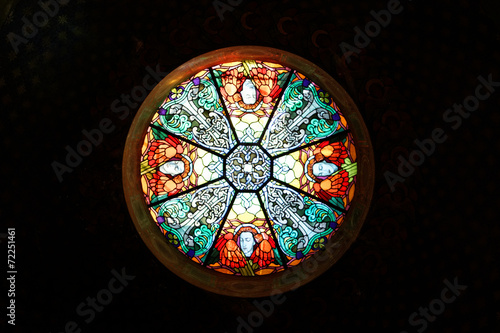 Ancient stained in churn ceiling square view