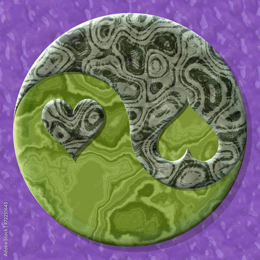 Yin-yang heart symbol with seamless generated texture background Yin-yang heart symbol with seamless generated texture background