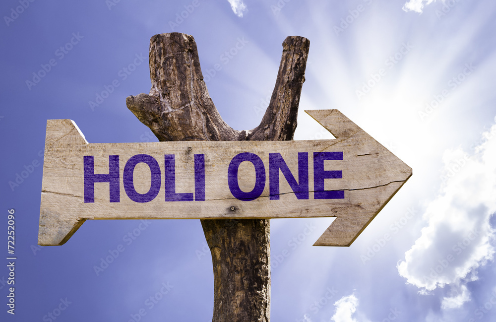 Holi One wooden sign on a beautiful day