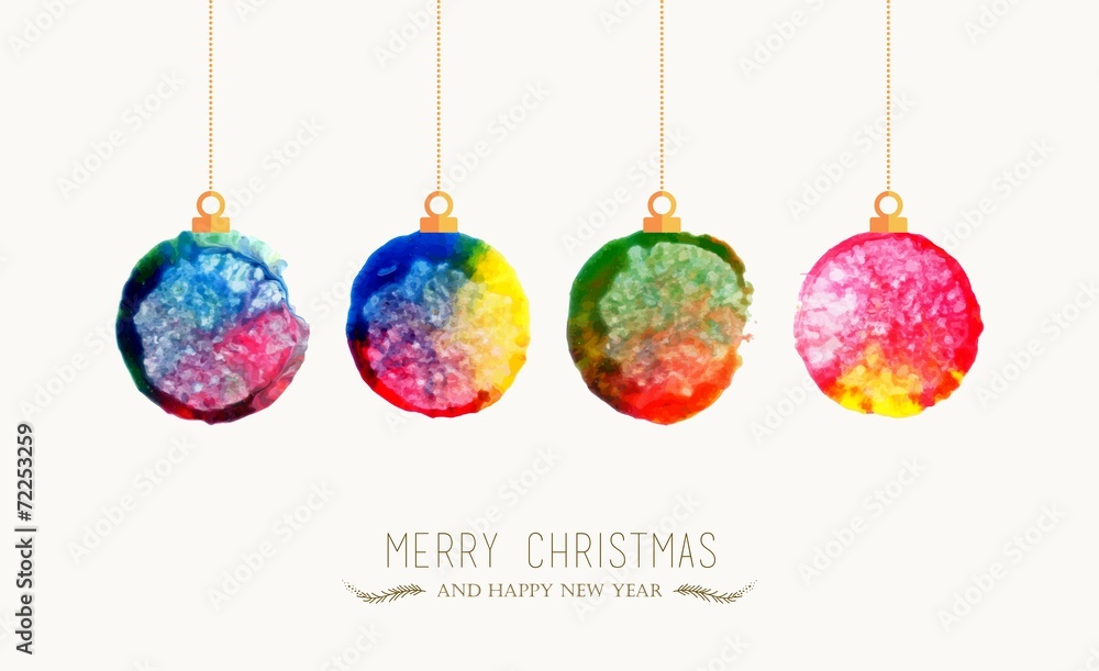 Obraz premium Christmas bauble watercolor greeting card
