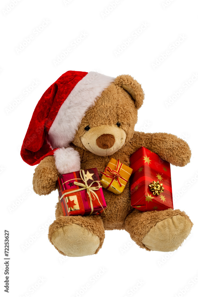Teddybär mit Weihnachtsgeschenken Teddybär mit Weihnachtsgeschenken