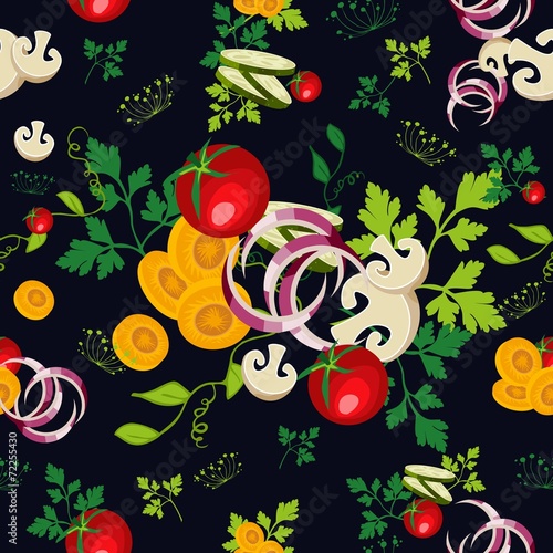 Fototapeta Naklejka Na Ścianę i Meble -  Organic vegetables seamless pattern background