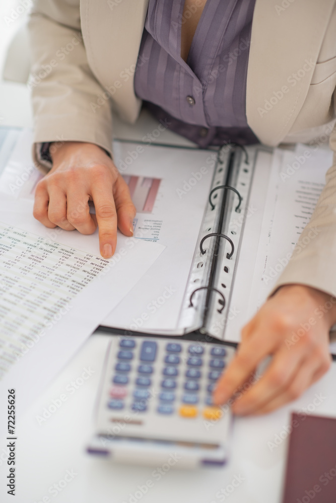 Closeup on business woman working Closeup on business woman working