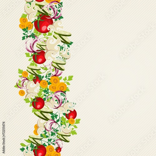 Organic vegetables seamless pattern background
