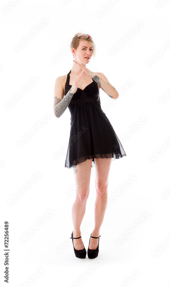 model isolated on plain background hand gesture break sign model isolated on plain background hand gesture break sign