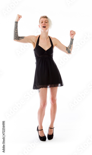 model isolated on plain background screaming