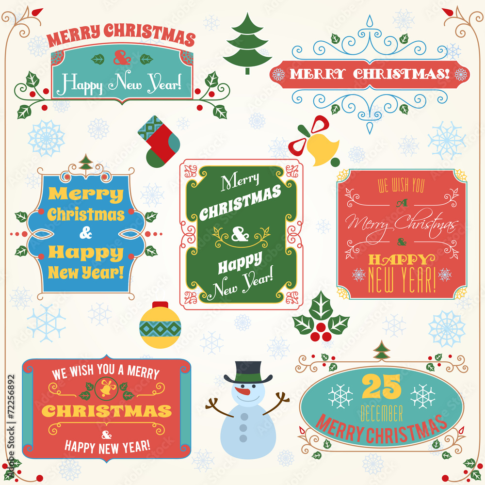Christmas labels colored set