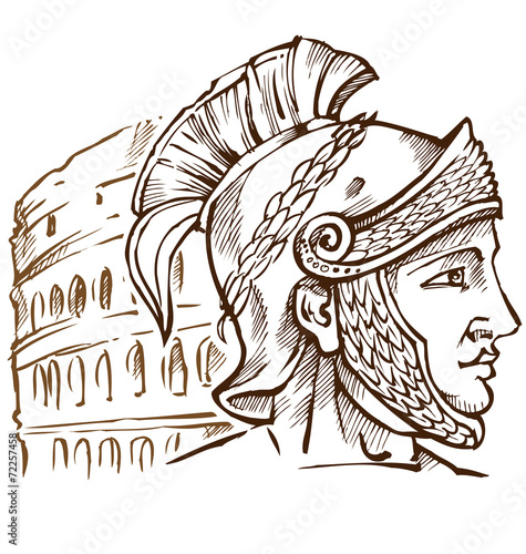 roman warrior on colosseum background