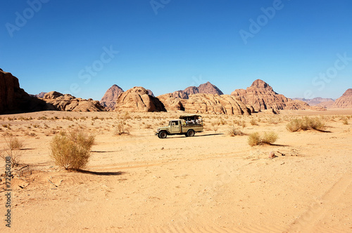 Extreme safari vehicle in Wadi Rum desert  Jordan