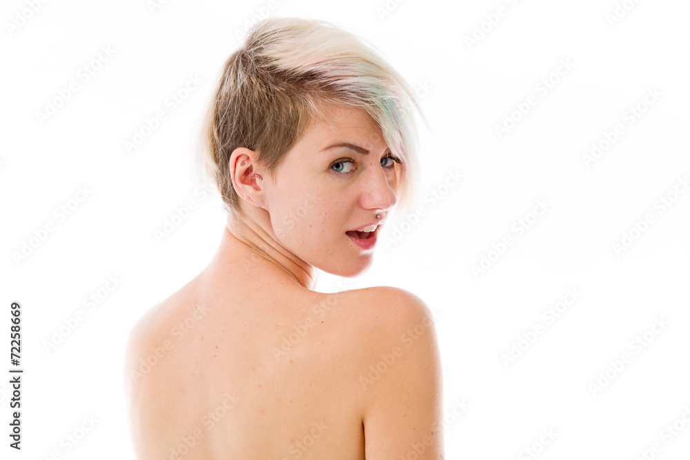 model isolated on plain background back turning around model isolated on plain background back turning around
