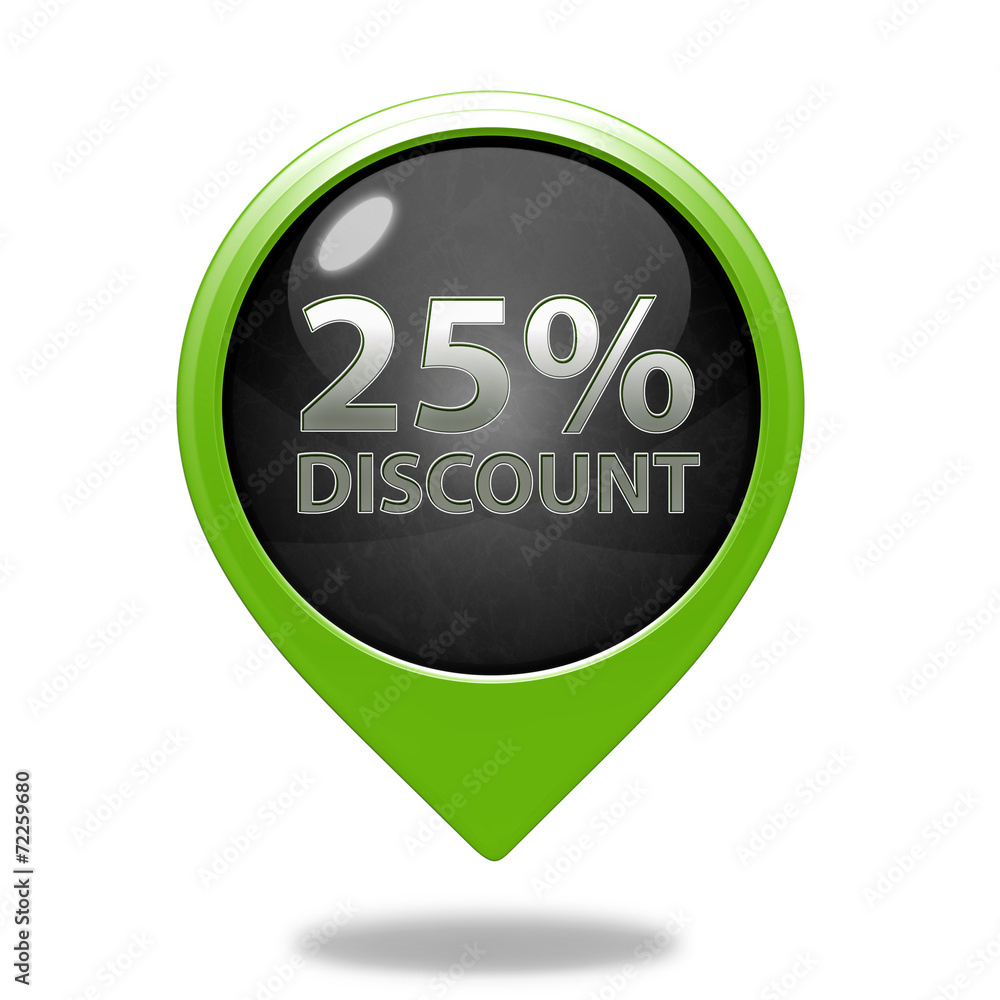 Discount 25 pointer icon on white background Discount 25 pointer icon on white background