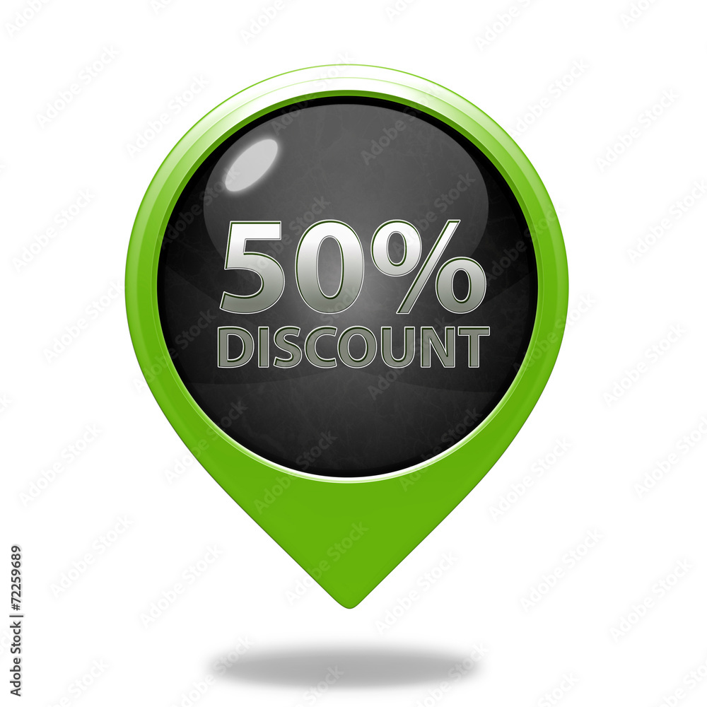 Discount 50 pointer icon on white background Discount 50 pointer icon on white background