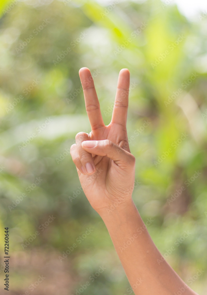 Hand of counter number two gesture