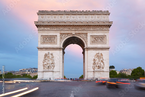 Wallpaper Mural Arc de Triomphe in Paris view from Champs Elysees