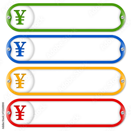 four frames for entering text with screws and yen