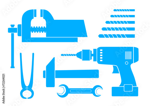 Blue tool icons on white background