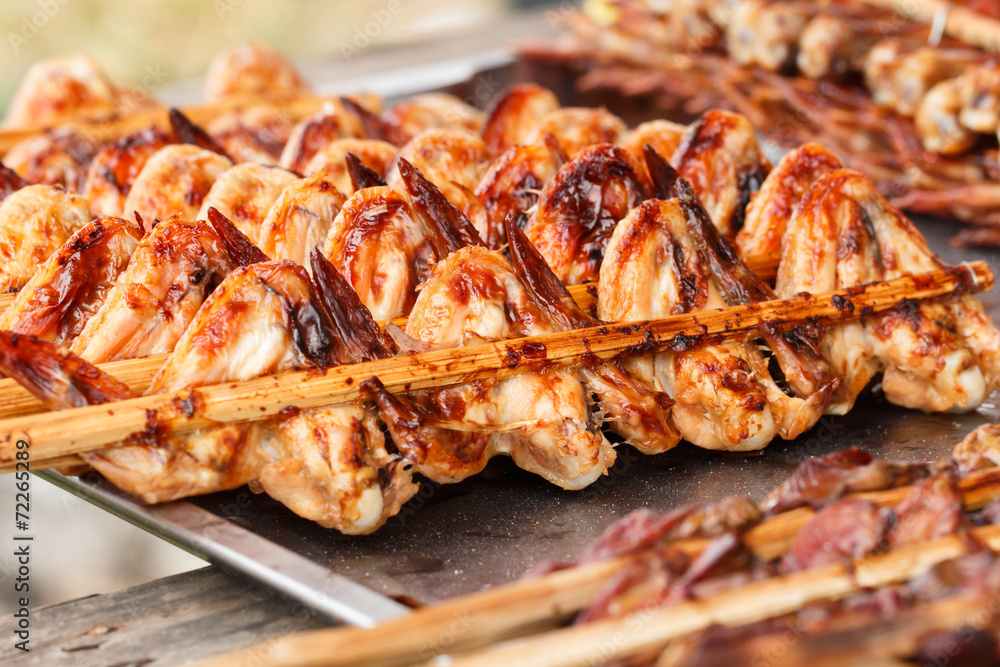 Roasted chicken on .tray Roasted chicken on .tray