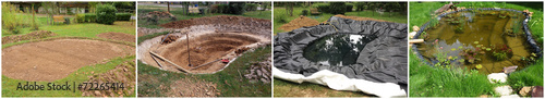 Construction d'un bassin de jardin photo