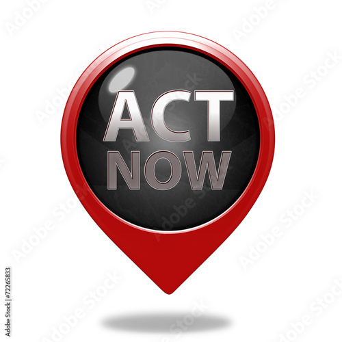 Act now pointer icon on white background